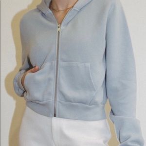 Brandy Melville light blue cropped zip up